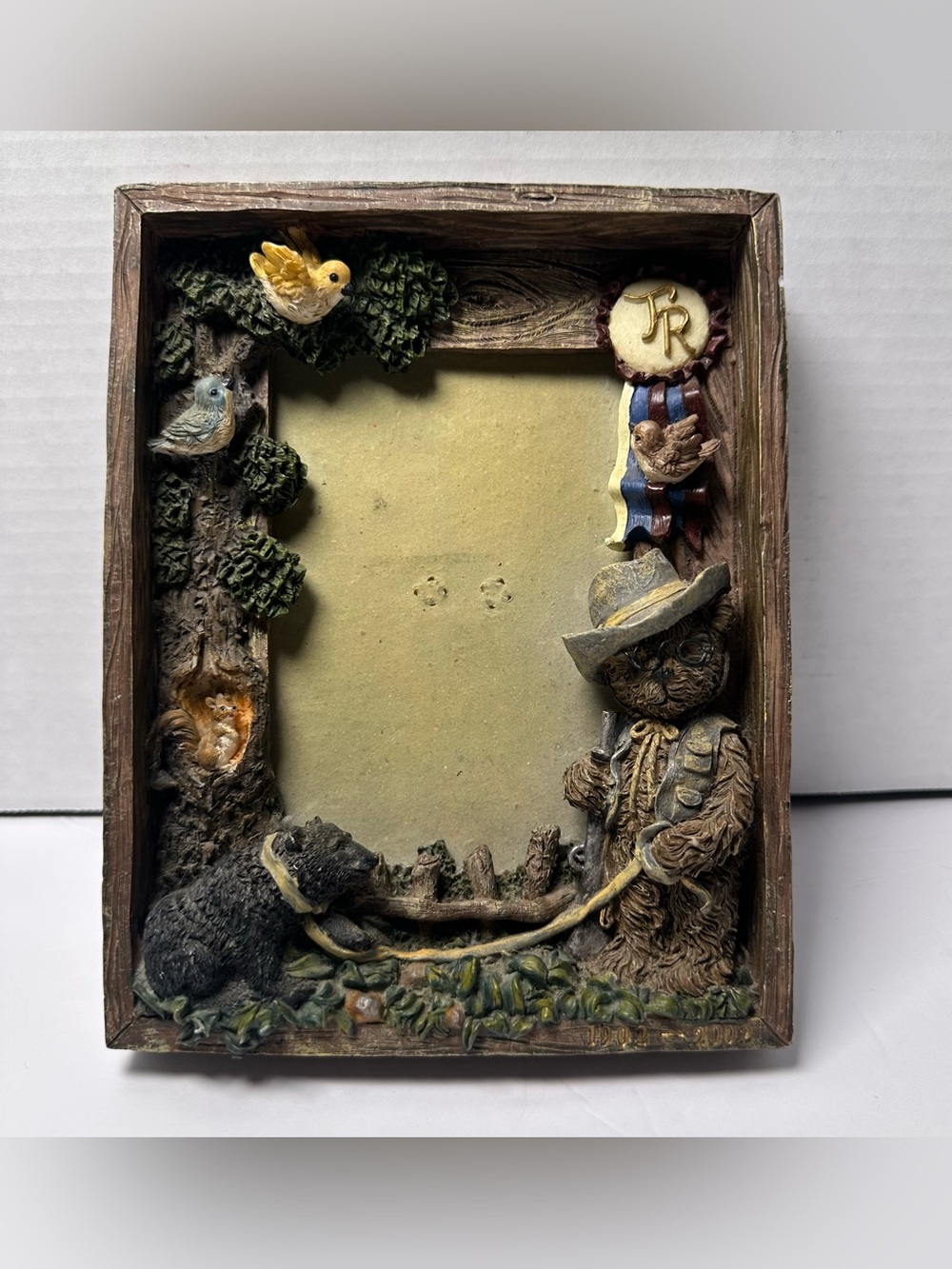 Rustic 3D Teddy Black Bear Picture Frame Woodland Cabin Lodge Hunting Decor USA